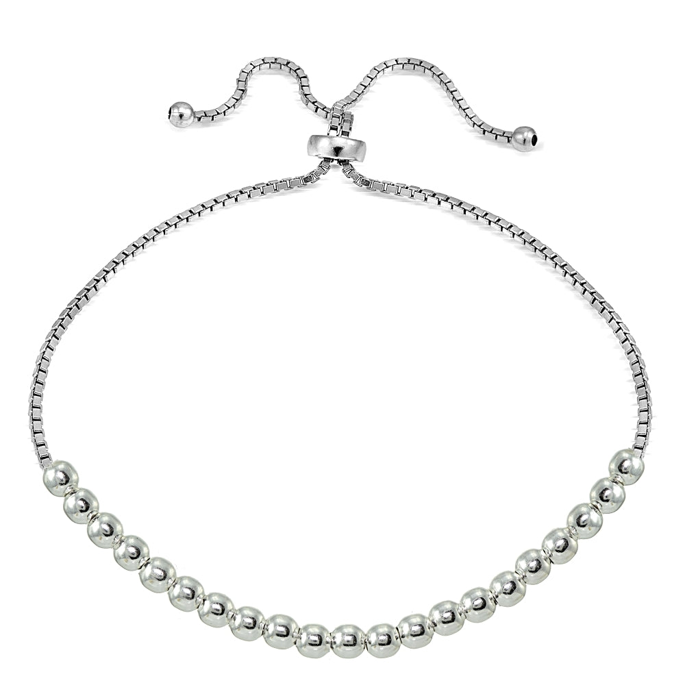 Sterling Silver 4mm Bead Adjustable Bracelet