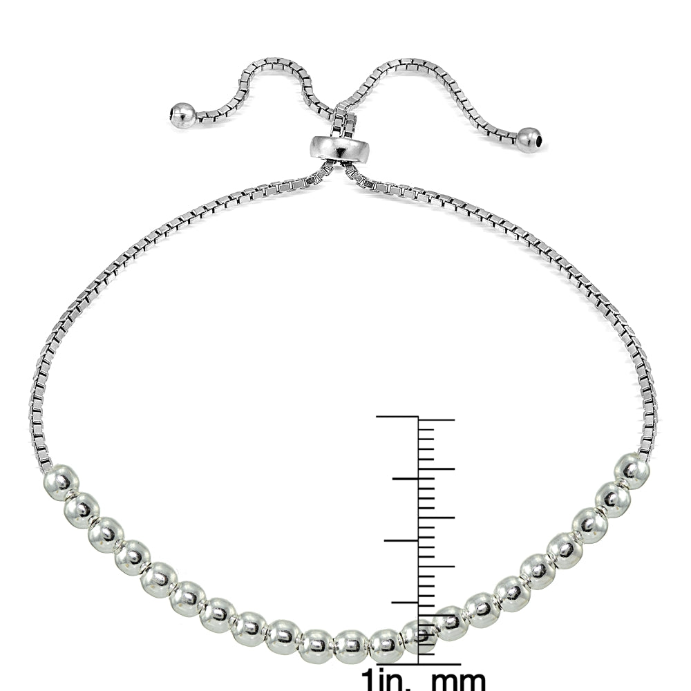 Sterling Silver 4mm Bead Adjustable Bracelet-3