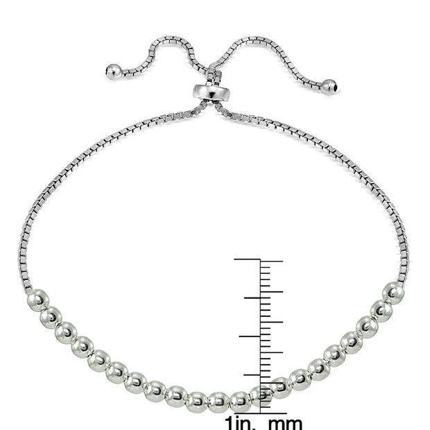 Sterling Silver 4mm Bead Adjustable Bracelet