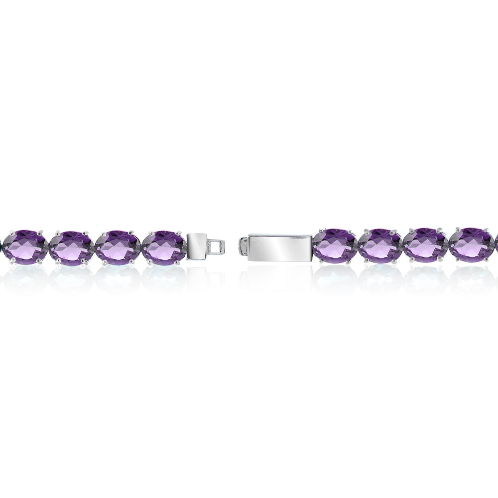 Sterling Silver 15ct Amethyst 7x5mm Oval Tennis Bracelet-2