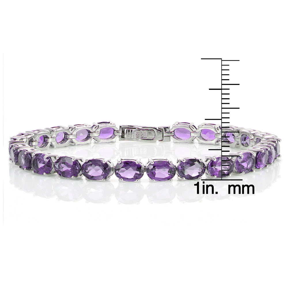 Sterling Silver 15ct Amethyst 7x5mm Oval Tennis Bracelet-3