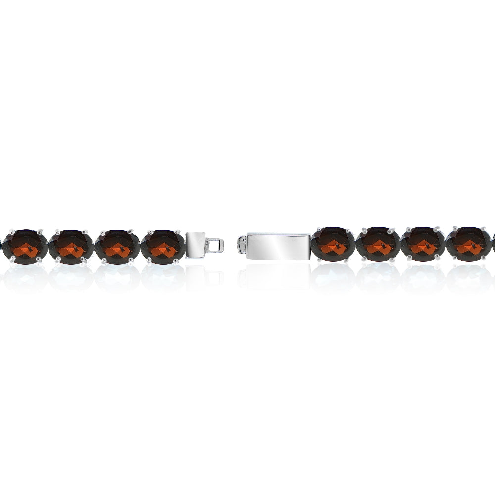 Sterling Silver 19ct Garnet 7x5mm Oval Tennis Bracelet-2
