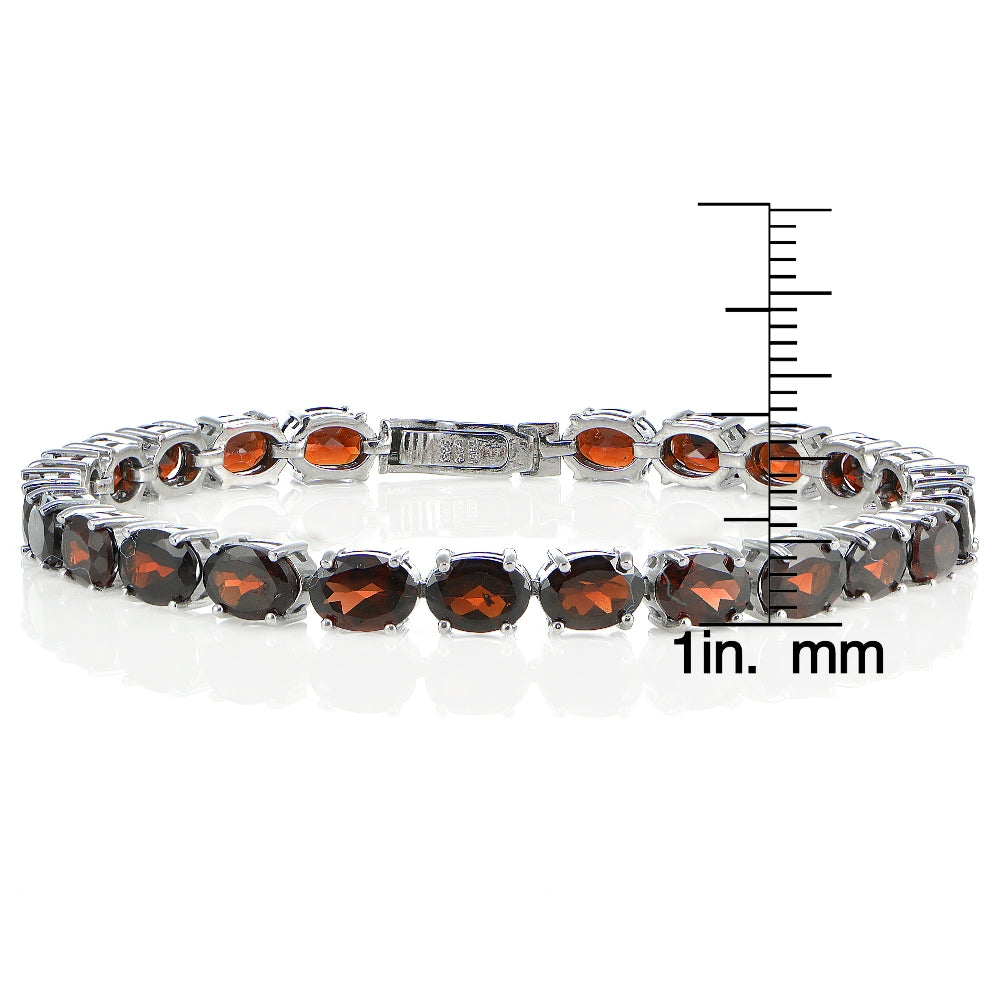 Sterling Silver 19ct Garnet 7x5mm Oval Tennis Bracelet-3