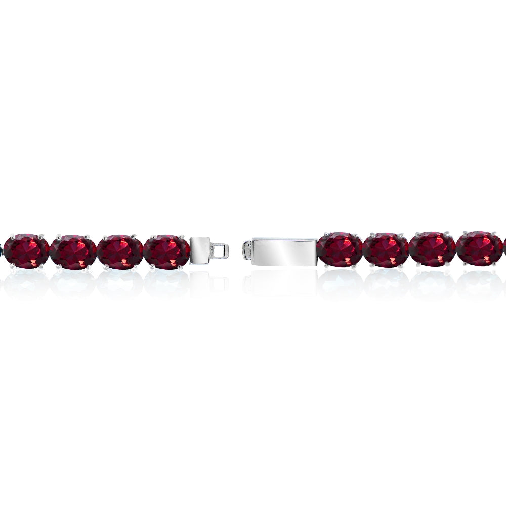 Sterling Silver 22ct Created Ruby 7x5mm Oval Tennis Bracelet-2