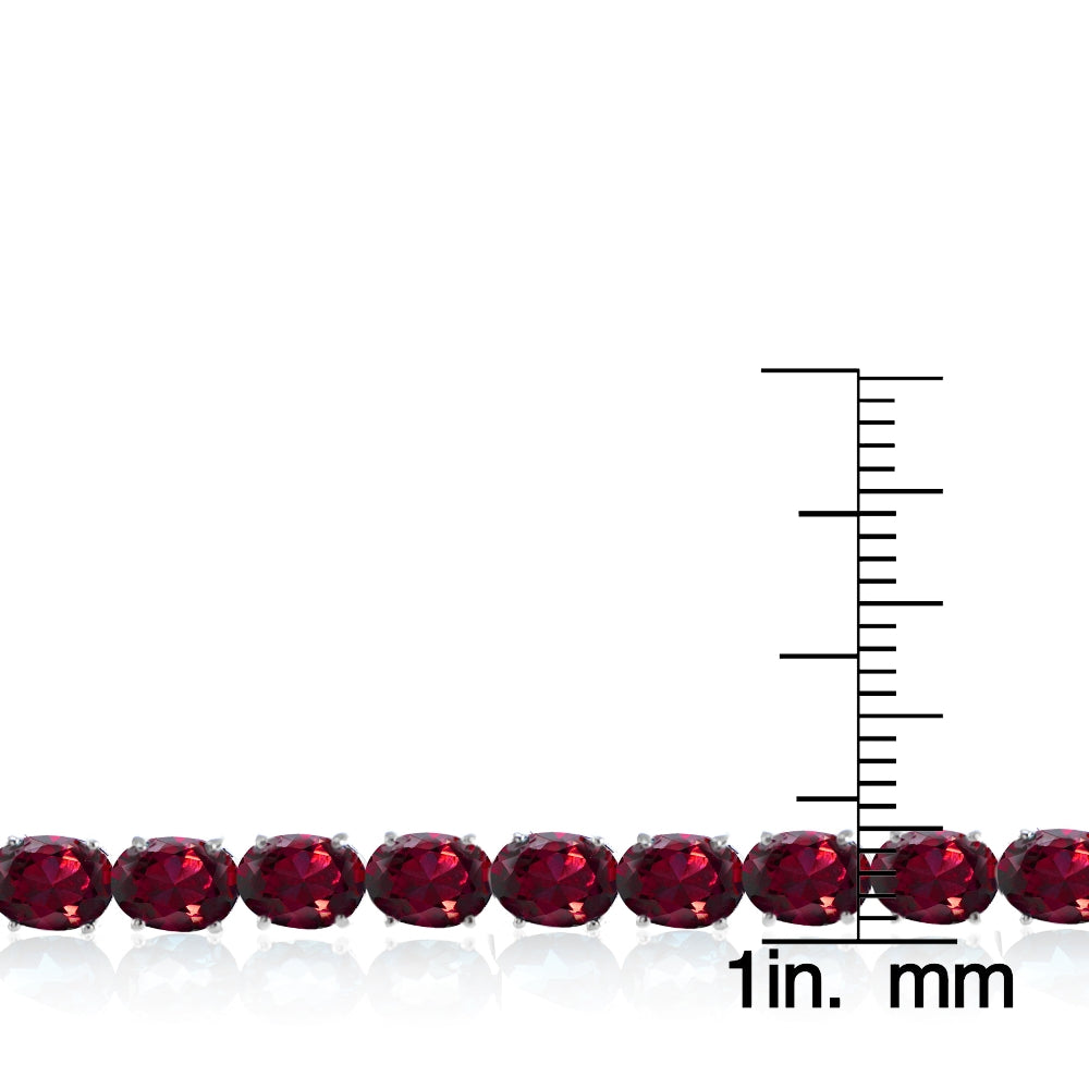 Sterling Silver 22ct Created Ruby 7x5mm Oval Tennis Bracelet-3