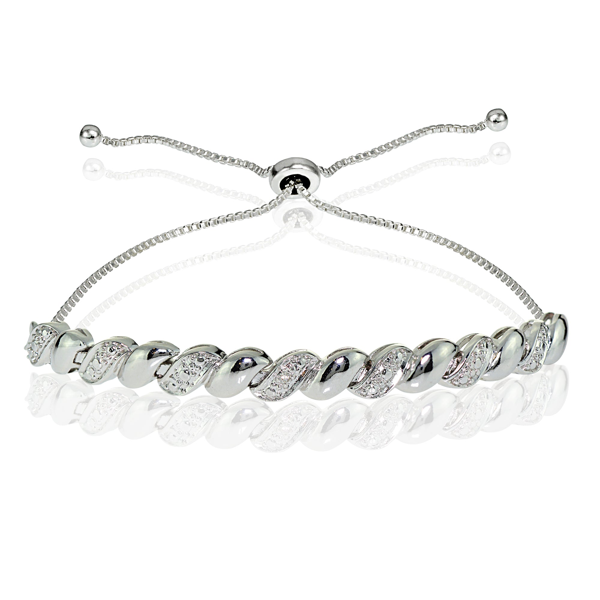 Sterling Silver Diamond Accent San Marco Adjustable Bolo Bracelet
