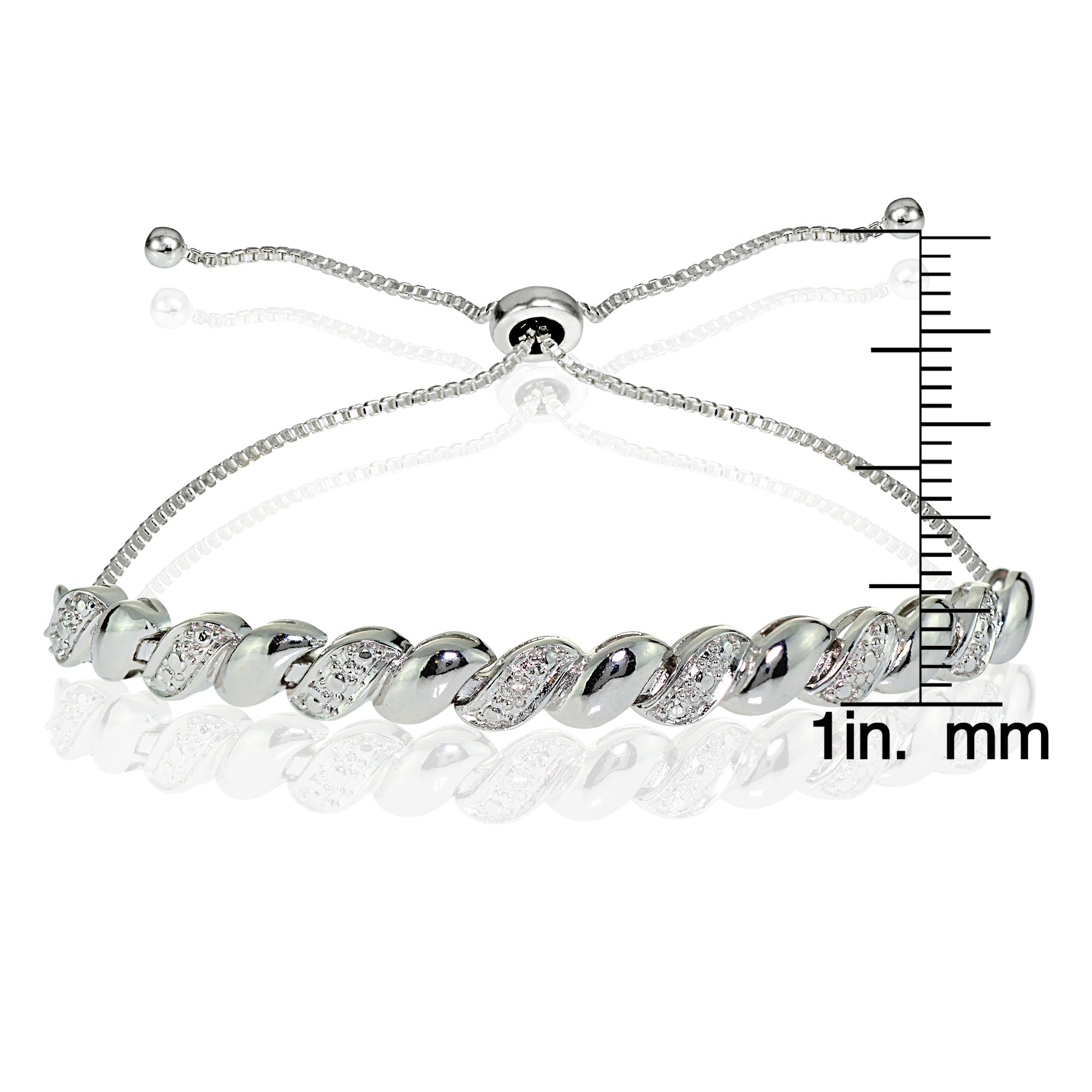 Sterling Silver Diamond Accent San Marco Adjustable Bolo Bracelet-3