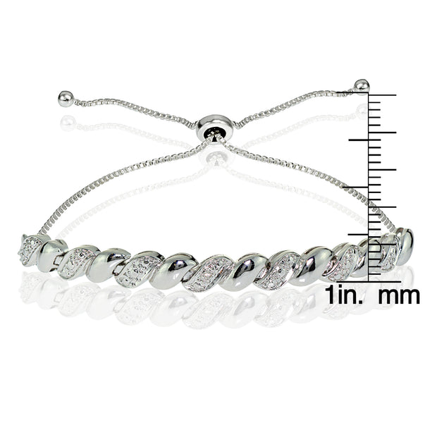 Sterling Silver Diamond Accent San Marco Adjustable Bolo Bracelet