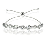 Sterling Silver Diamond Accent Y Link Adjustable Bolo Bracelet
