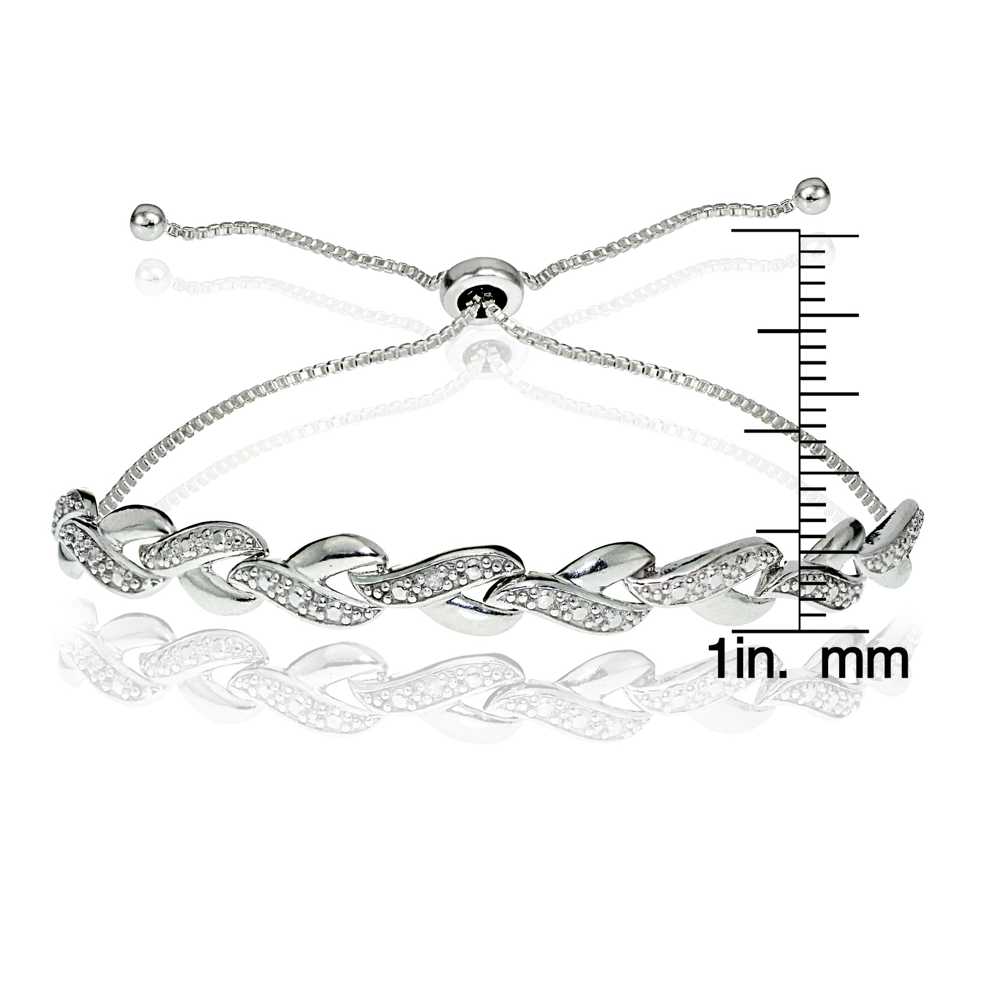 Sterling Silver Diamond Accent Y Link Adjustable Bolo Bracelet-3