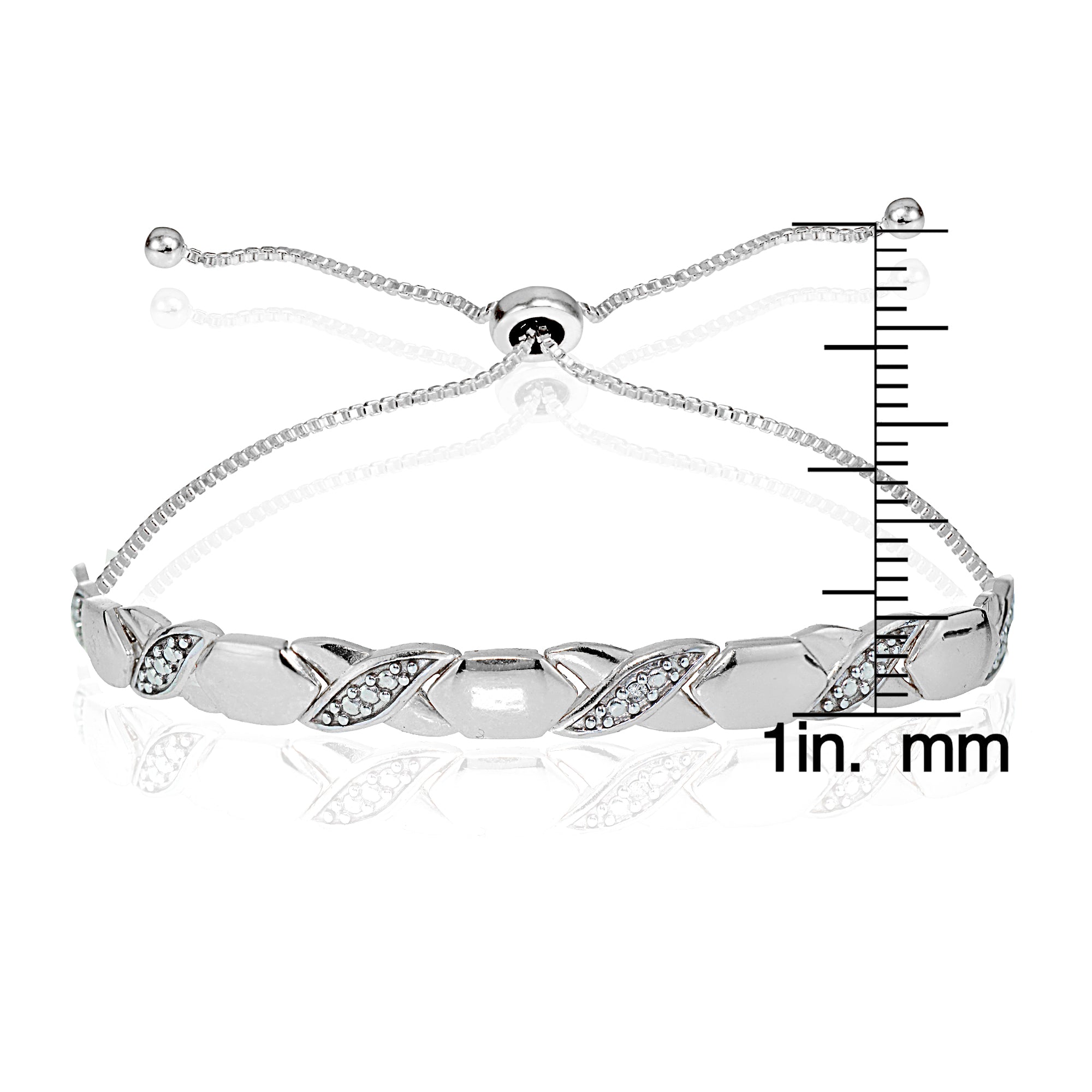 Sterling Silver Diamond Accented XO Adjustable Bolo Bracelet-3