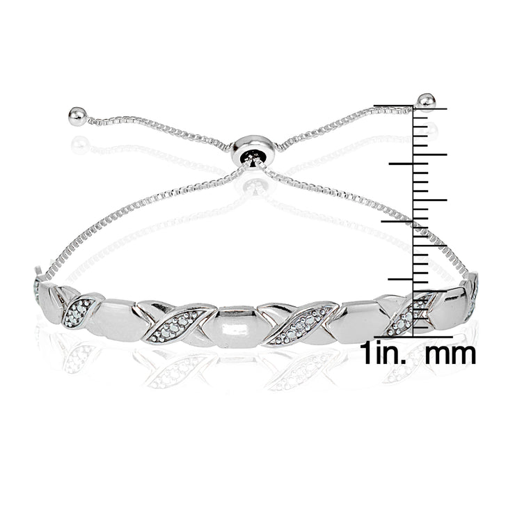 Sterling Silver Diamond Accented XO Adjustable Bolo Bracelet