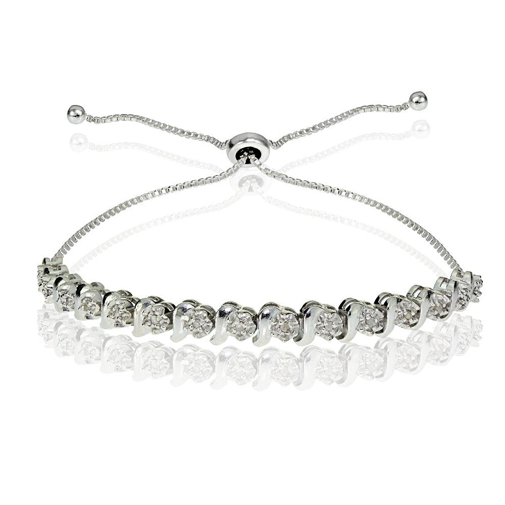 1/10 ct Miracle Set Diamond S Link Adjustable Bracelet in Sterling Silver