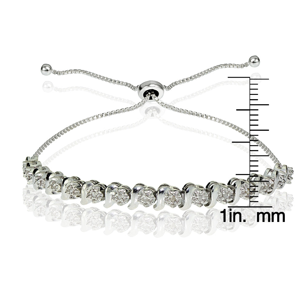 1/10 ct Miracle Set Diamond S Link Adjustable Bracelet in Sterling Silver-3
