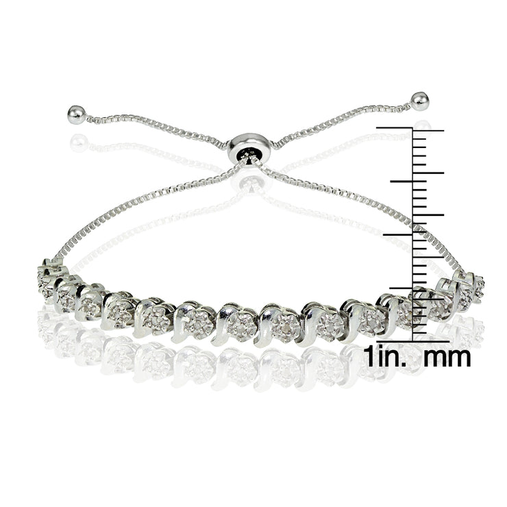 1/10 ct Miracle Set Diamond S Link Adjustable Bracelet in Sterling Silver