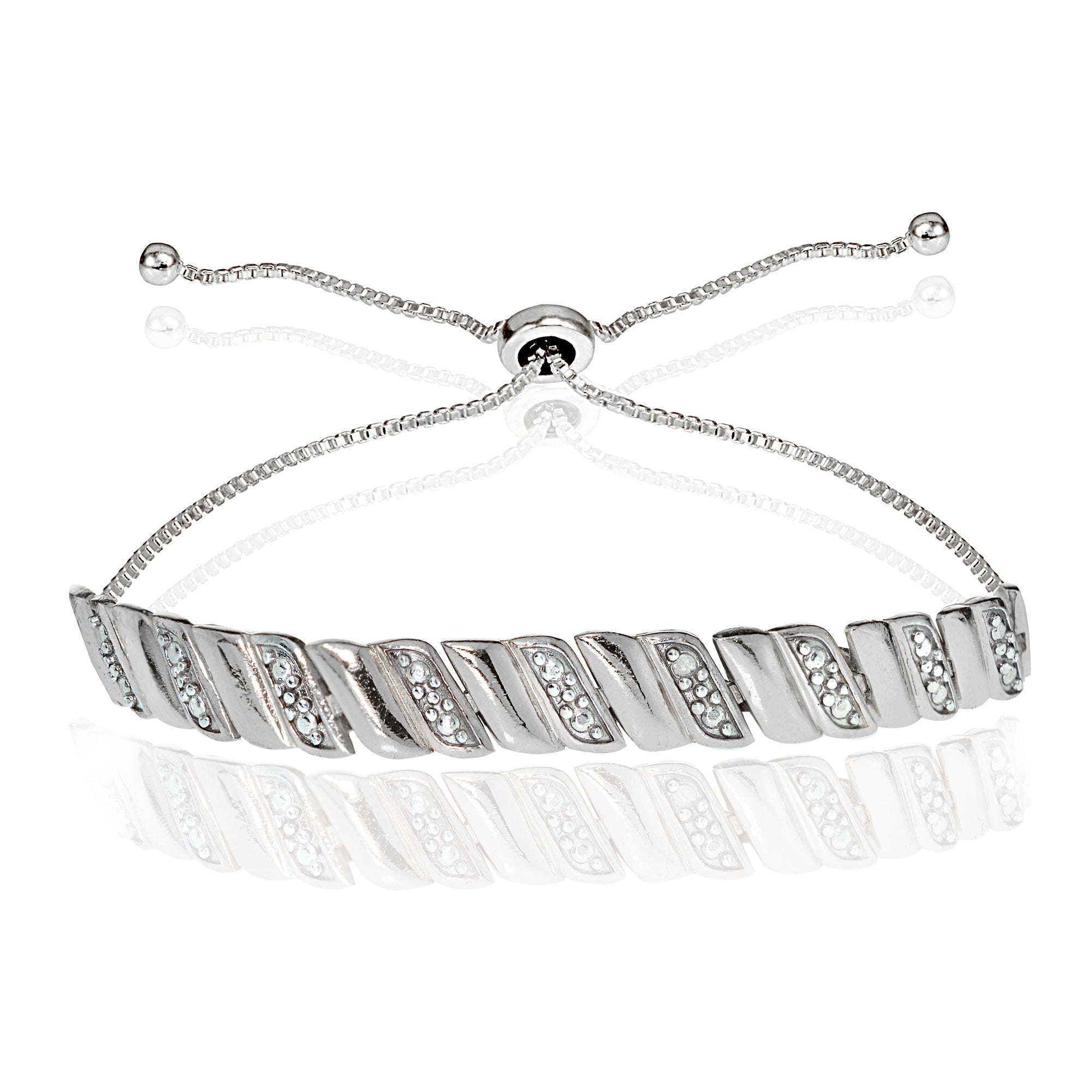 Sterling Silver Diamond Accented San Marco Adjustable Bolo Bracelet