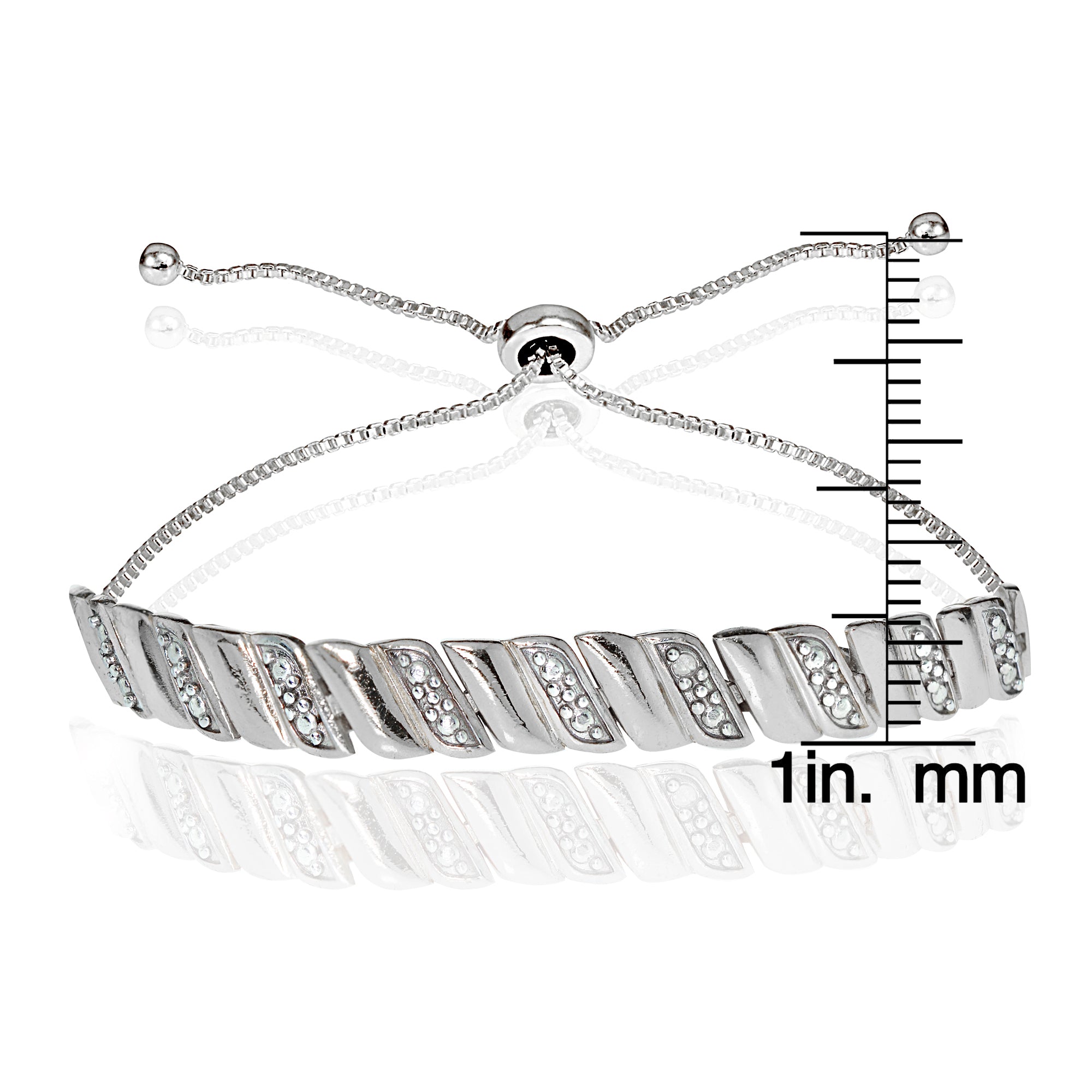 Sterling Silver Diamond Accented San Marco Adjustable Bolo Bracelet-3