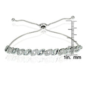Sterling Silver Diamond Accented Oval Adjustable Bolo Bracelet