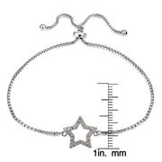 Sterling Silver Cubic Zirconia Star Adjustable Bracelet