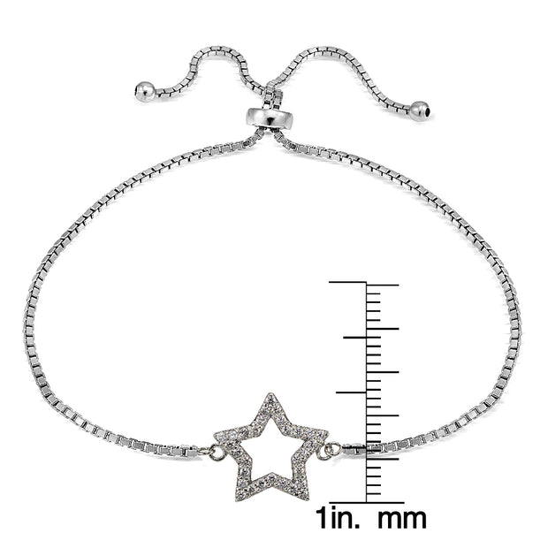 Sterling Silver Cubic Zirconia Star Adjustable Bracelet