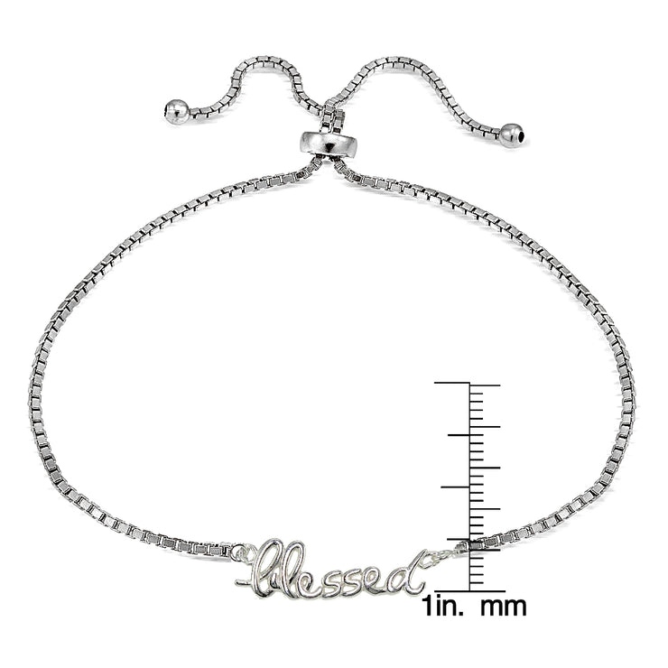 Sterling Silver BLESSED Polished Adjustable Bracelet