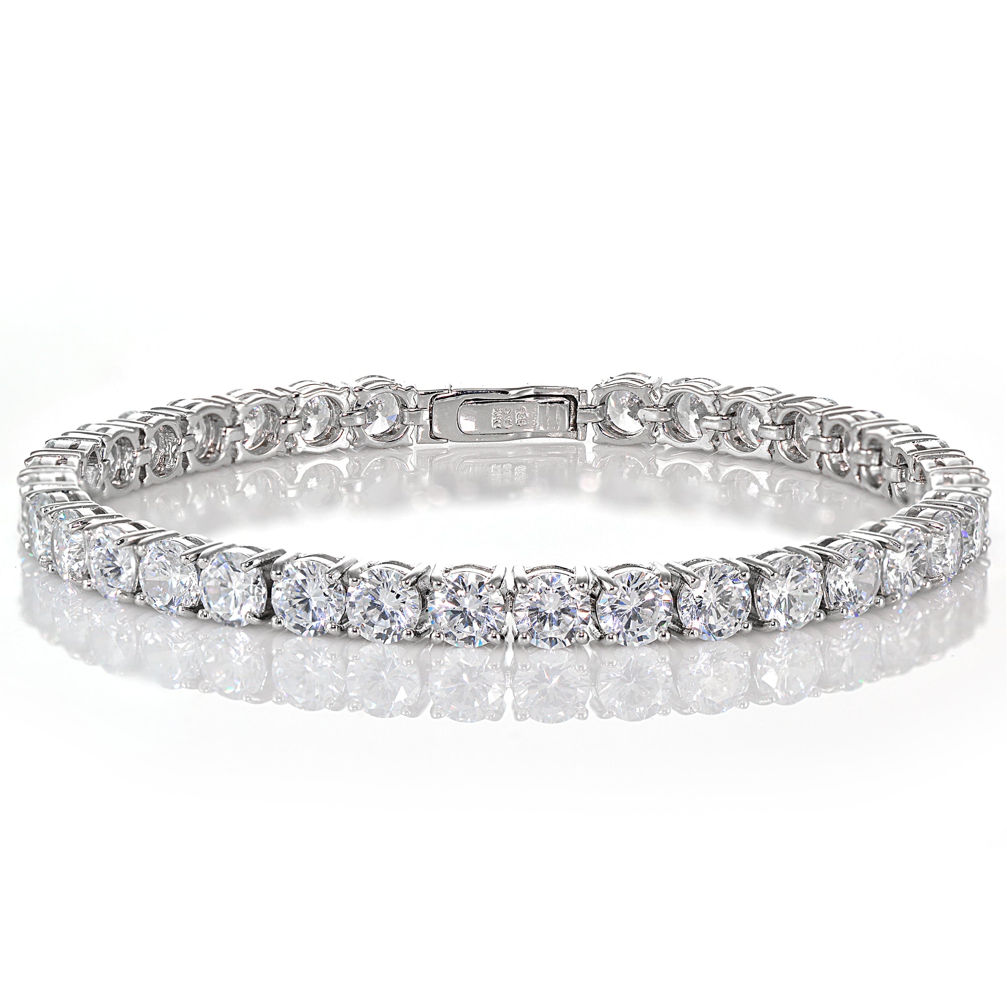 Sterling Silver Cubic Zirconia 5mm Round-cut Tennis Bracelet