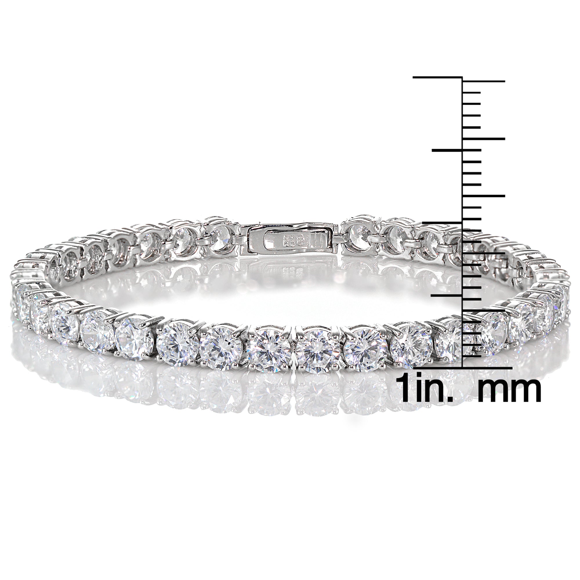 Sterling Silver CZ 5mm Round Tennis Bracelet-4