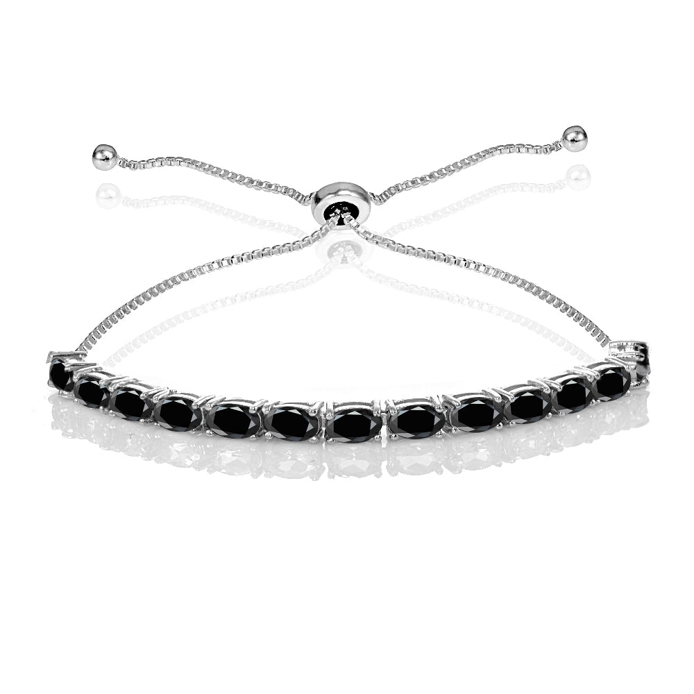 Sterling Silver Sapphire Oval-Cut Adjustable Bracelet