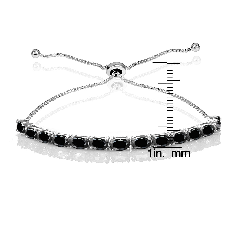 Sterling Silver Sapphire Oval-Cut Adjustable Bracelet-3