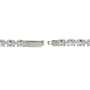 Sterling Silver Cubic Zirconia 6x4mm Oval-cut Tennis Bracelet