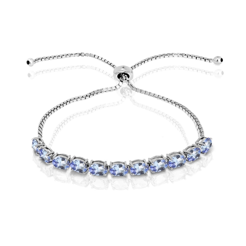Sterling Silver Tanzanite 6x4mm Oval-cut Adjustable Tennis Bracelet