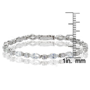 Sterling Silver Cubic Zirconia Marquise and Oval-cut Tennis Bracelet
