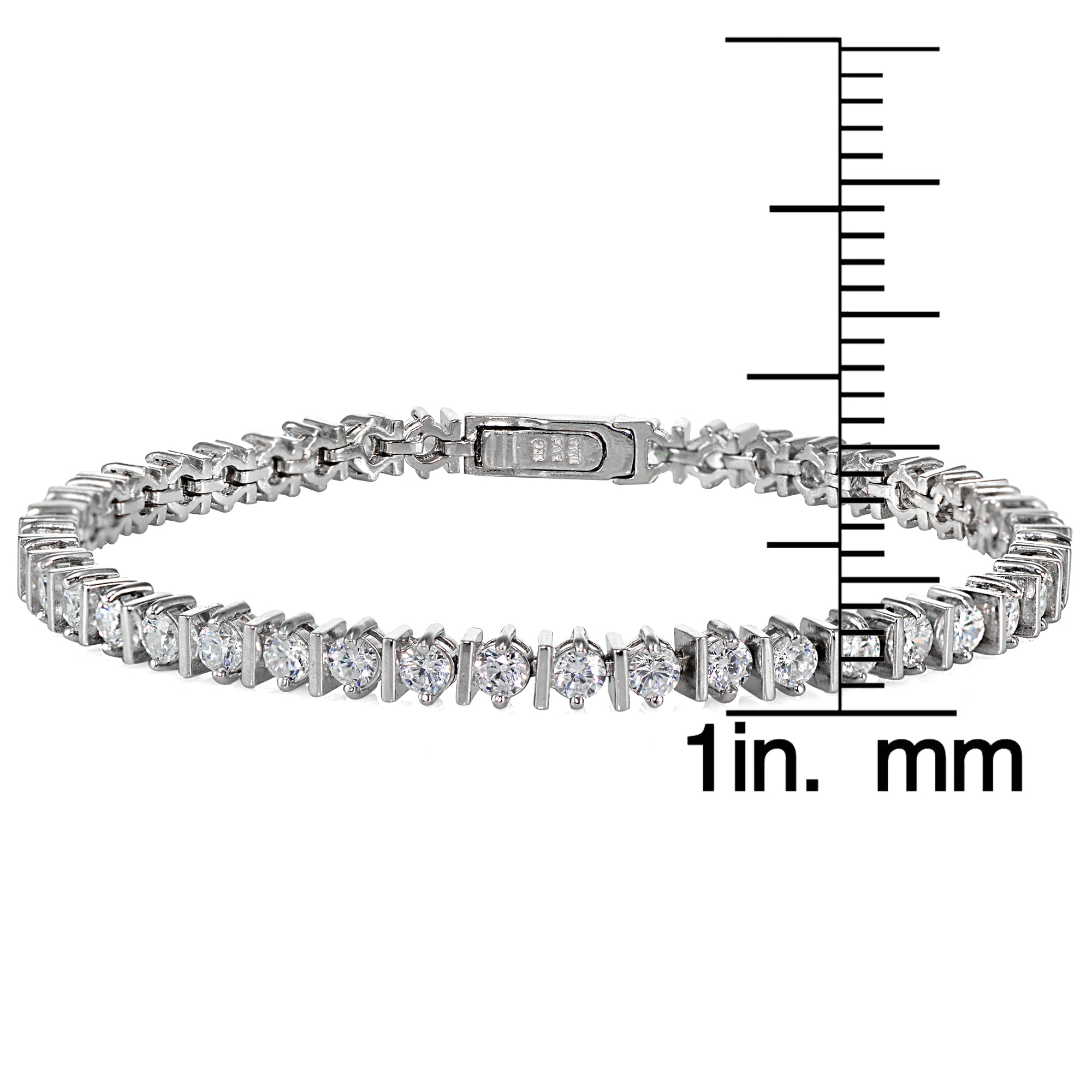 Sterling Silver Cubic Zirconia 3mm Tennis Bracelet-3