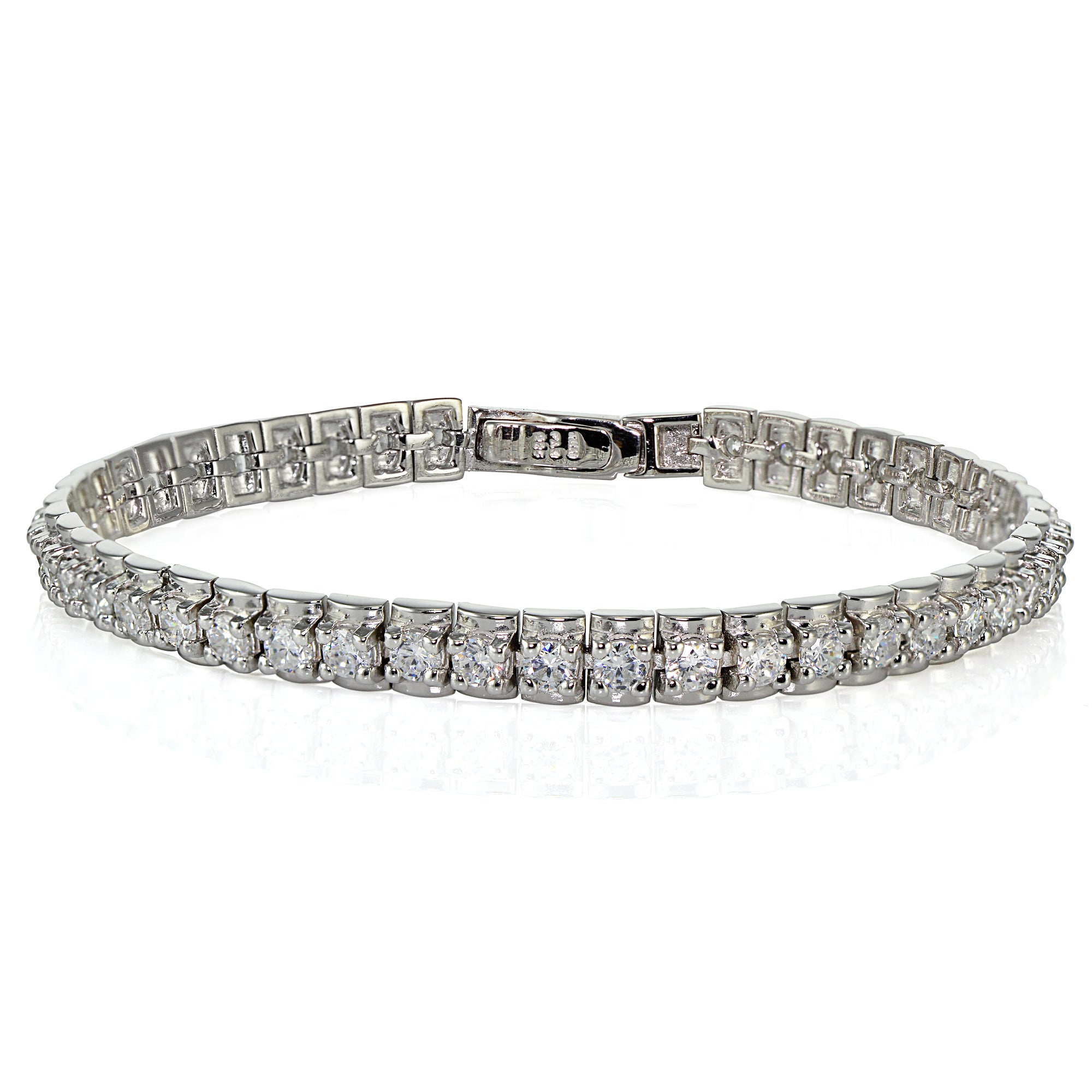 Sterling Silver Cubic Zirconia 3mm Bar Tennis Bracelet