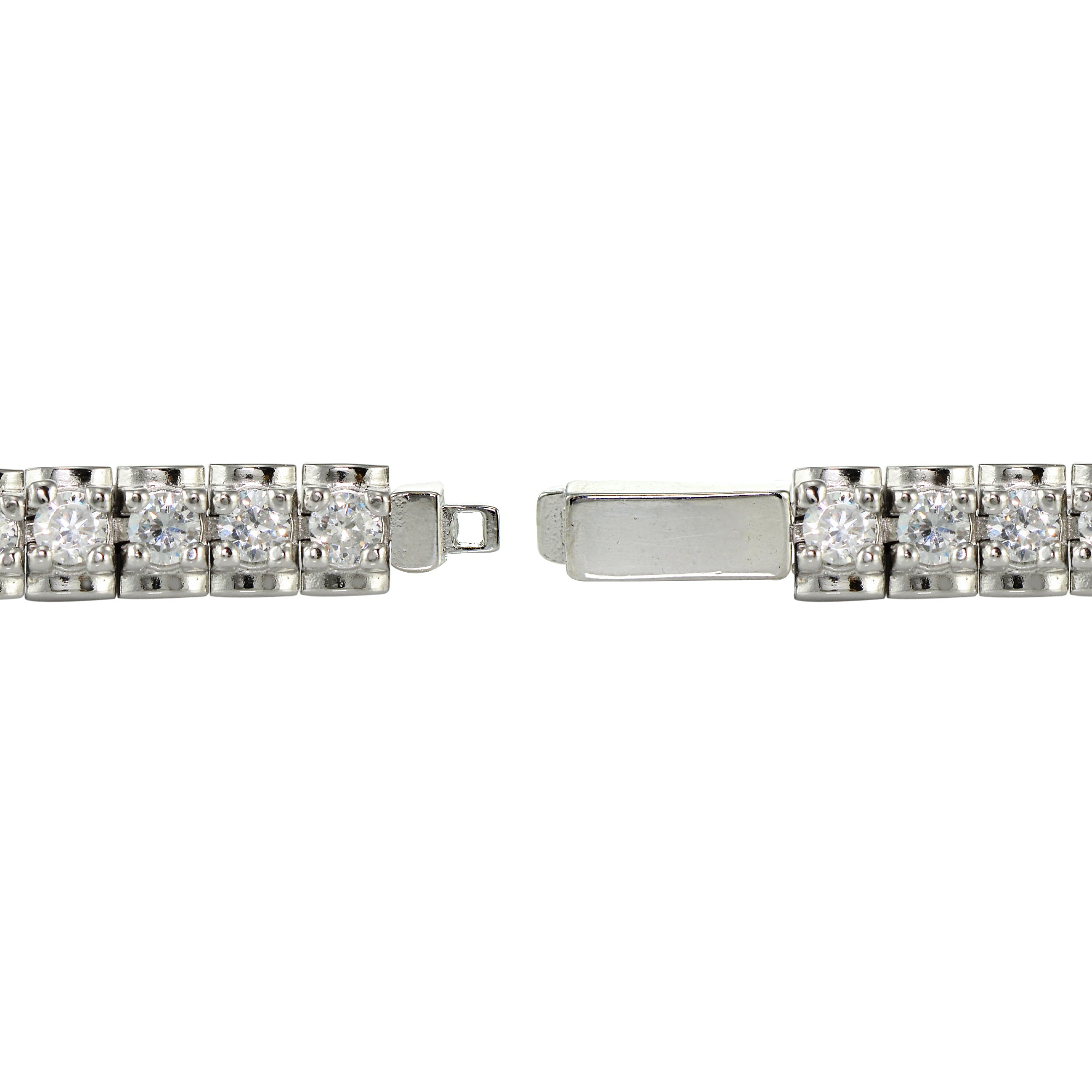 Sterling Silver Cubic Zirconia 3mm Bar Tennis Bracelet-2