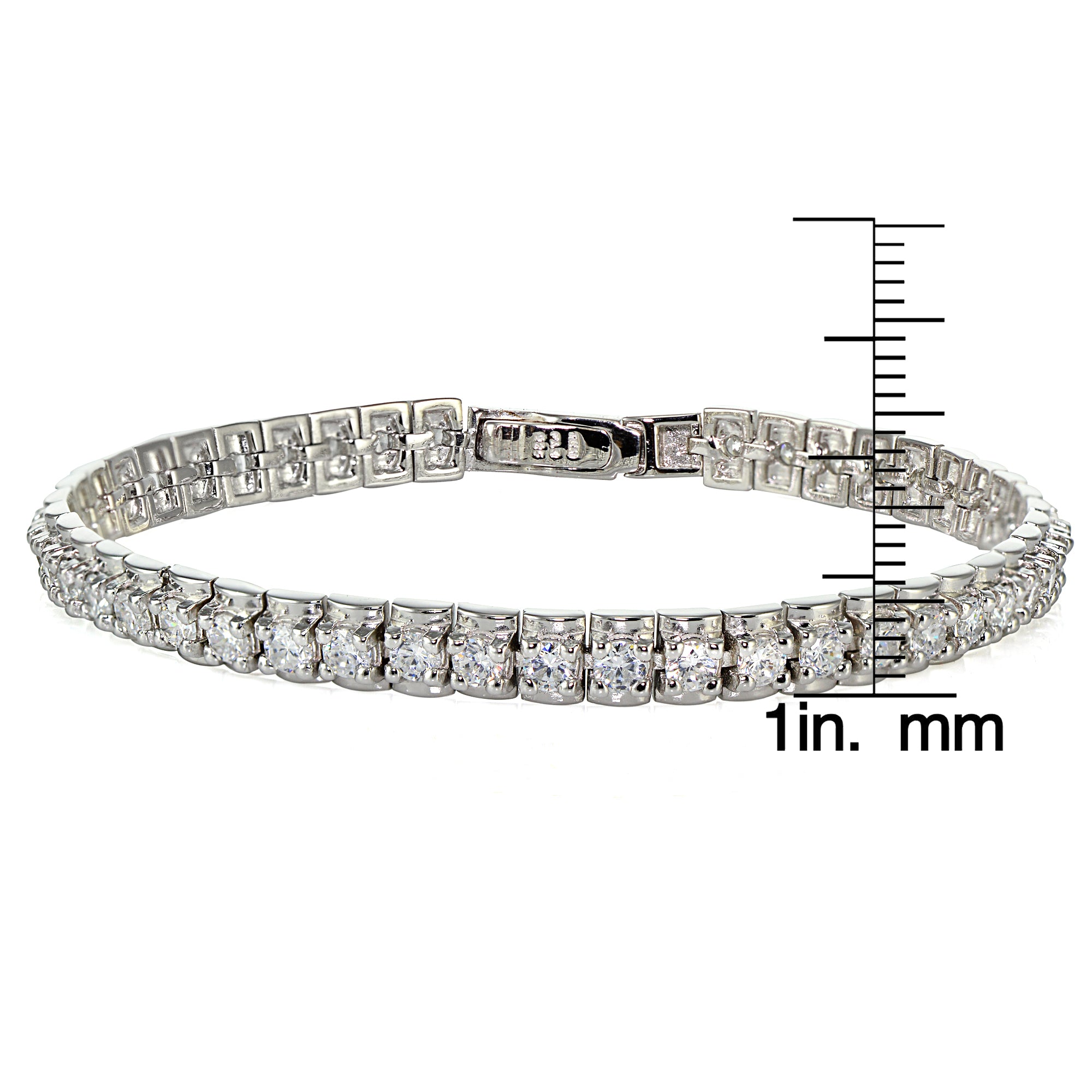 Sterling Silver Cubic Zirconia 3mm Bar Tennis Bracelet-3
