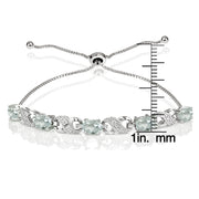 Sterling Silver Aquamarine and Diamond Accent Infinity Adjustable Bracelet