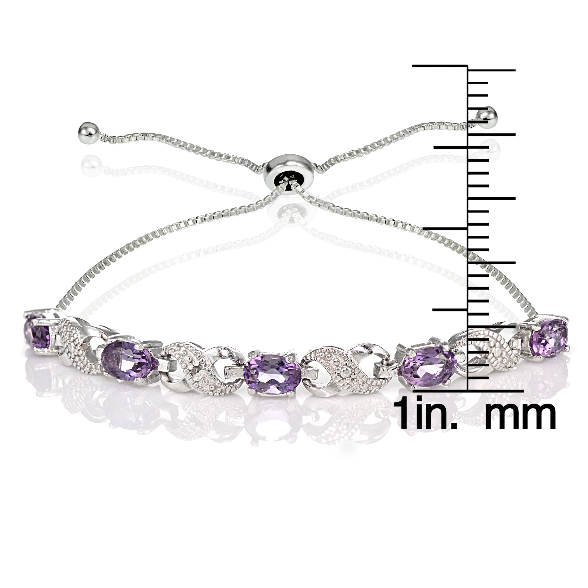 Sterling Silver Amethyst and Diamond Accent Infinity Adjustable Bracelet-3