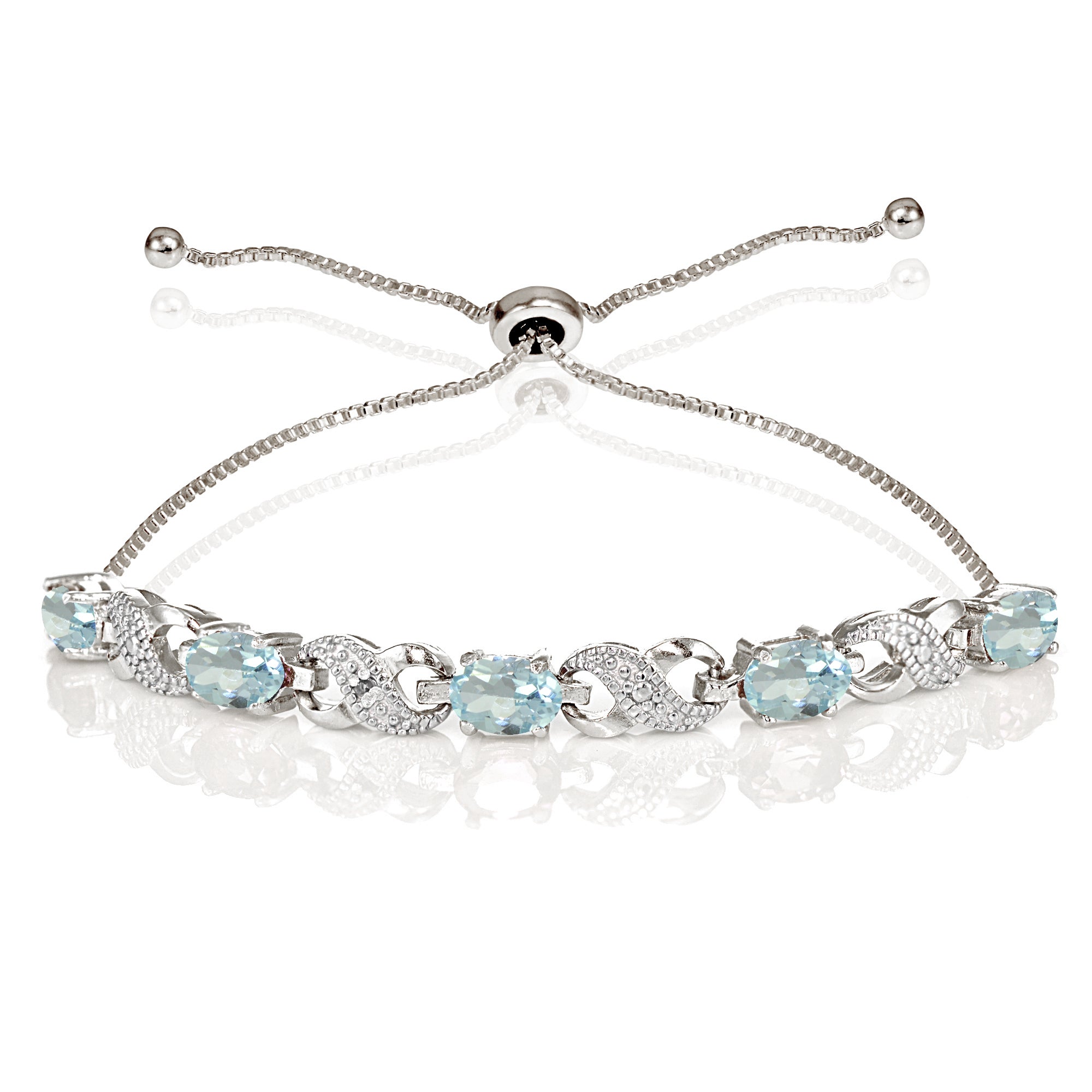 Sterling Silver Blue Topaz and Diamond Accent Infinity Adjustable Bracelet