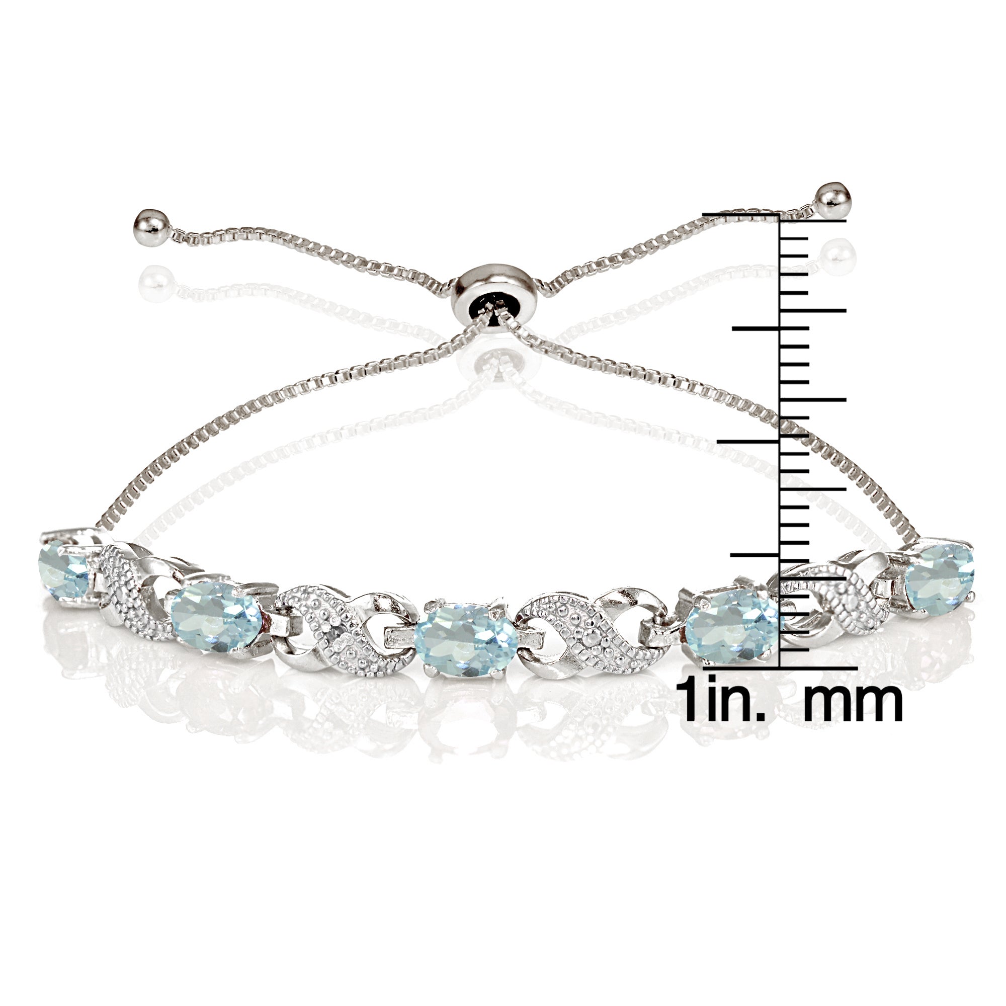 Sterling Silver Blue Topaz and Diamond Accent Infinity Adjustable Bracelet-3