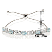 Sterling Silver Blue Topaz and Diamond Accent Infinity Adjustable Bracelet