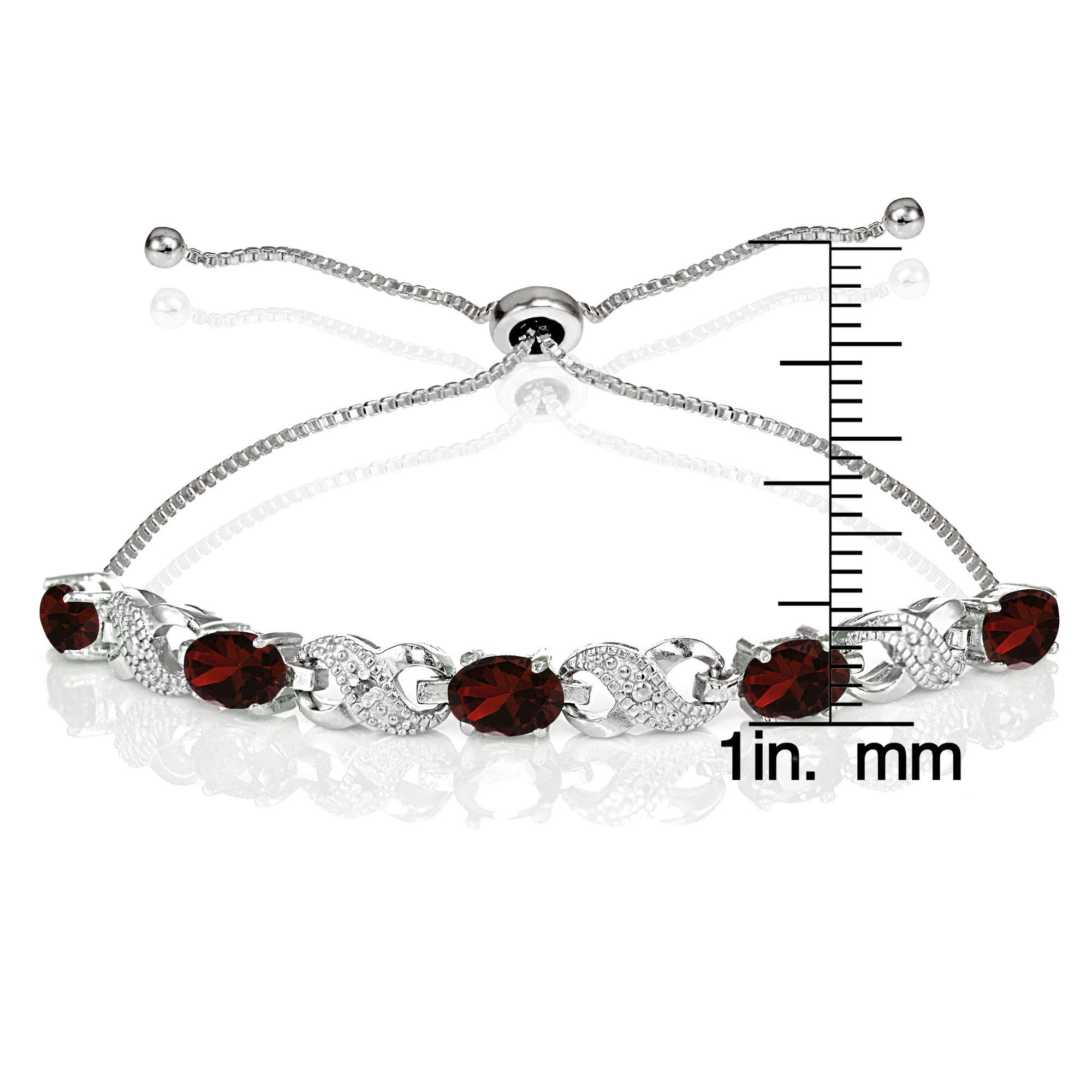 Sterling Silver Garnet and Diamond Accent Infinity Adjustable Bracelet-2