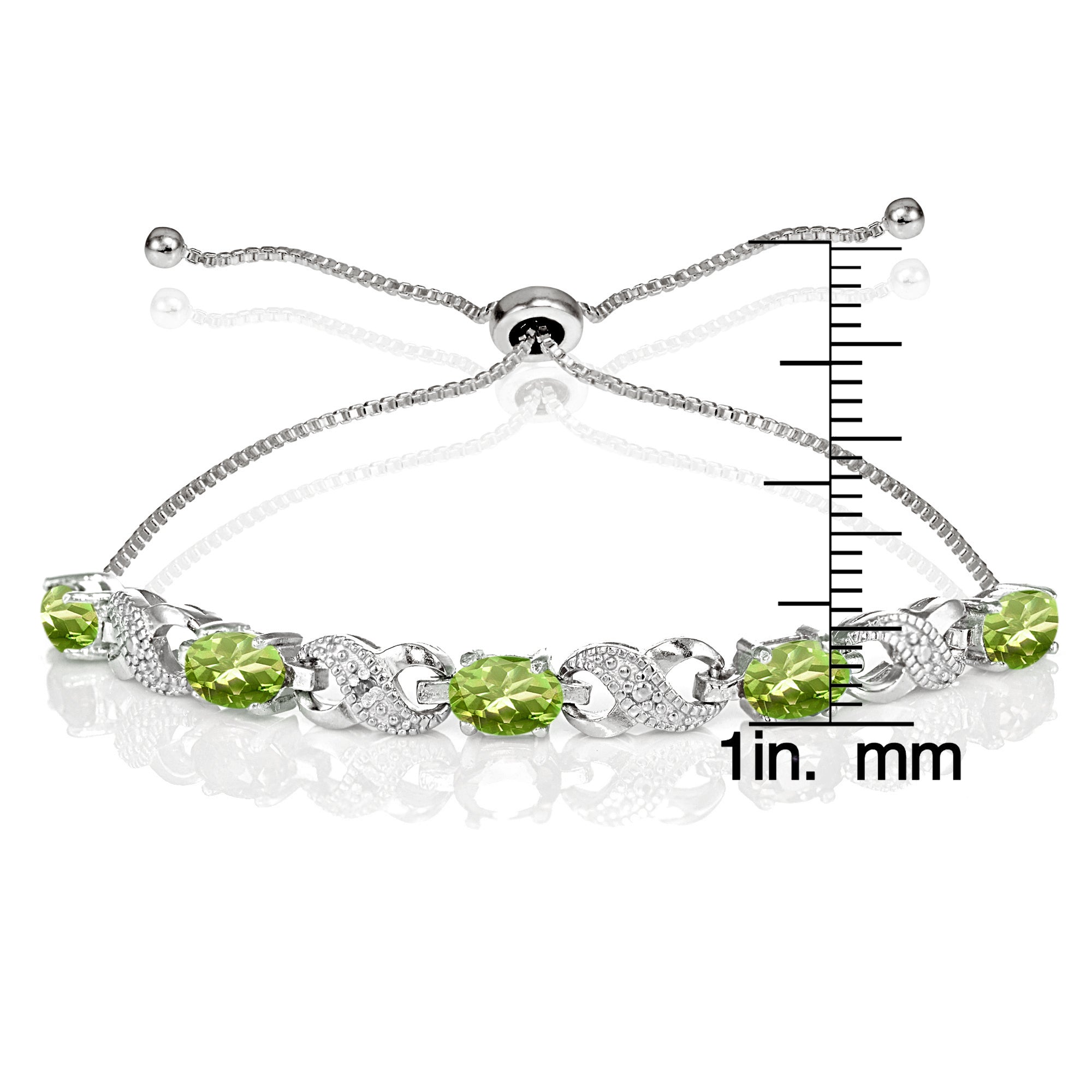 Sterling Silver Peridot and Diamond Accent Infinity Adjustable Bracelet-3