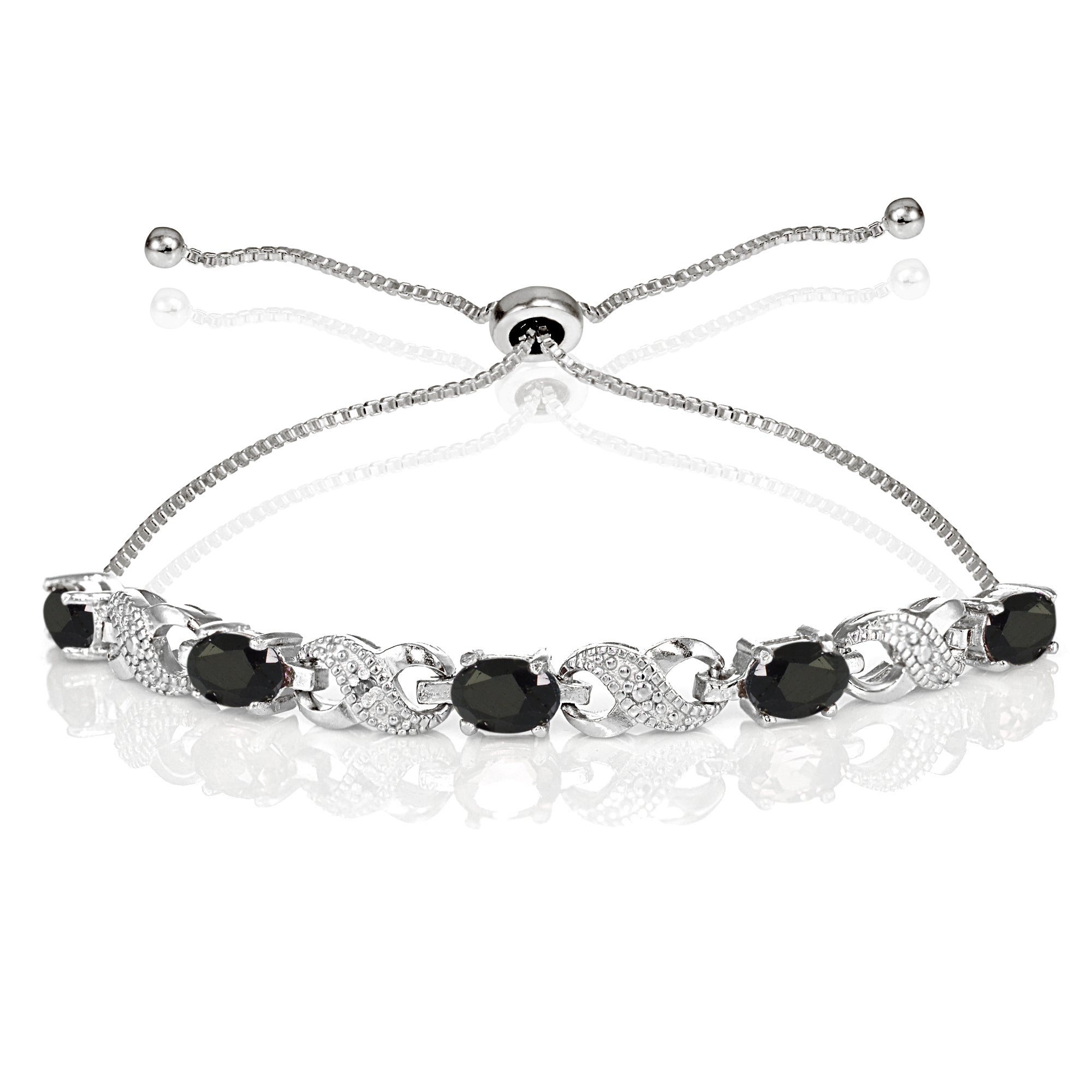 Sterling Silver Sapphire and Diamond Accent Infinity Adjustable Bracelet