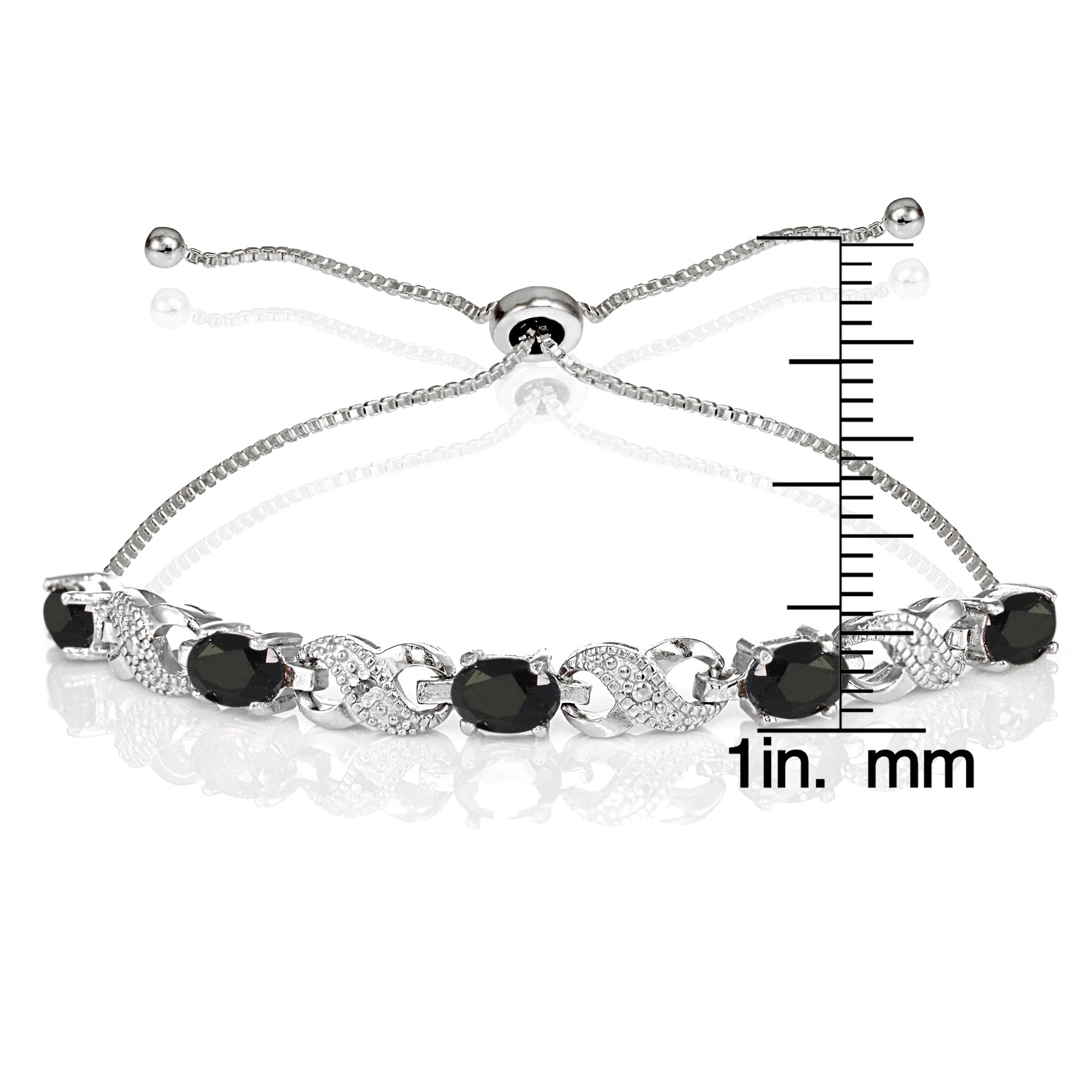 Sterling Silver Sapphire and Diamond Accent Infinity Adjustable Bracelet-3