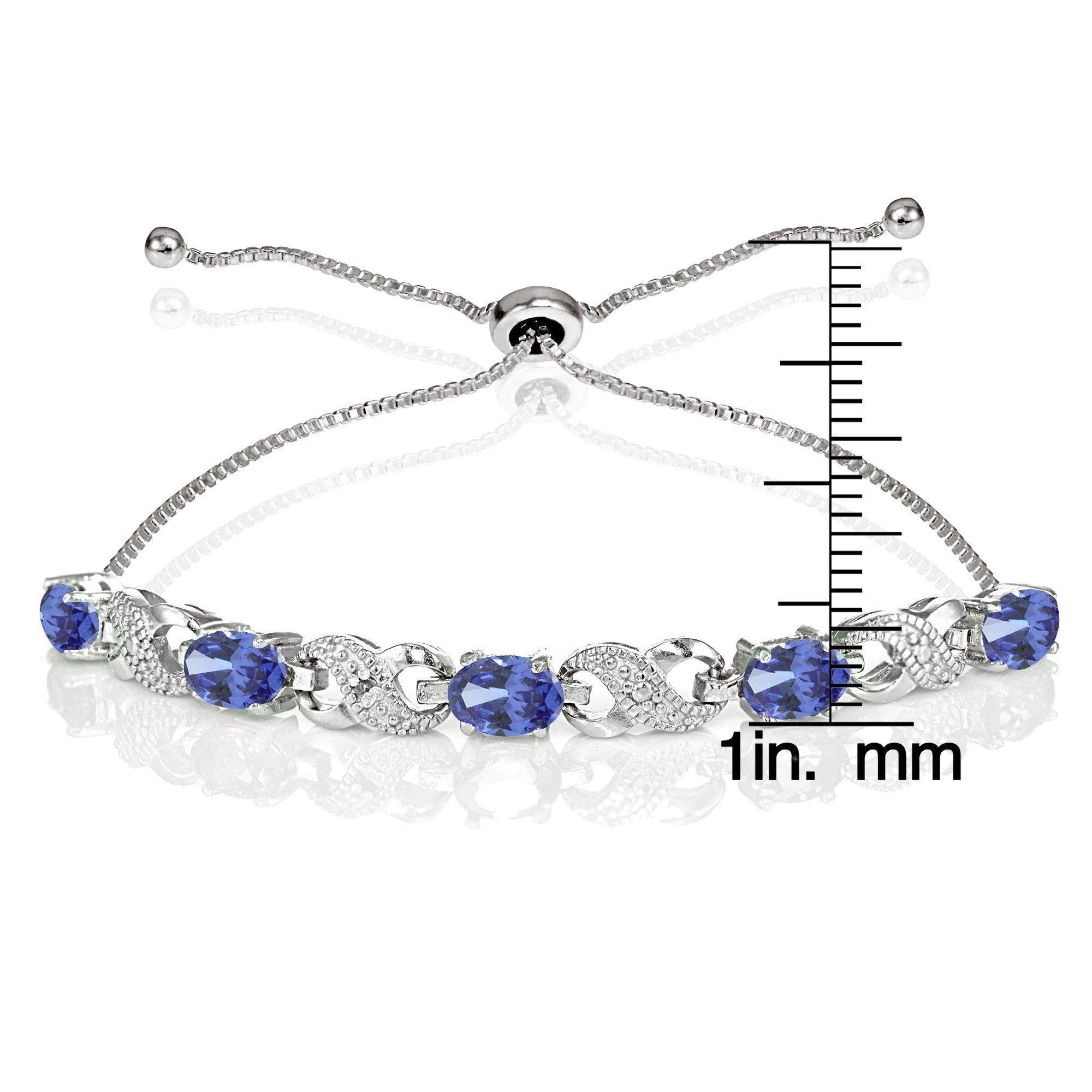 Sterling Silver Tanzanite and Diamond Accent Infinity Adjustable Bracelet-3