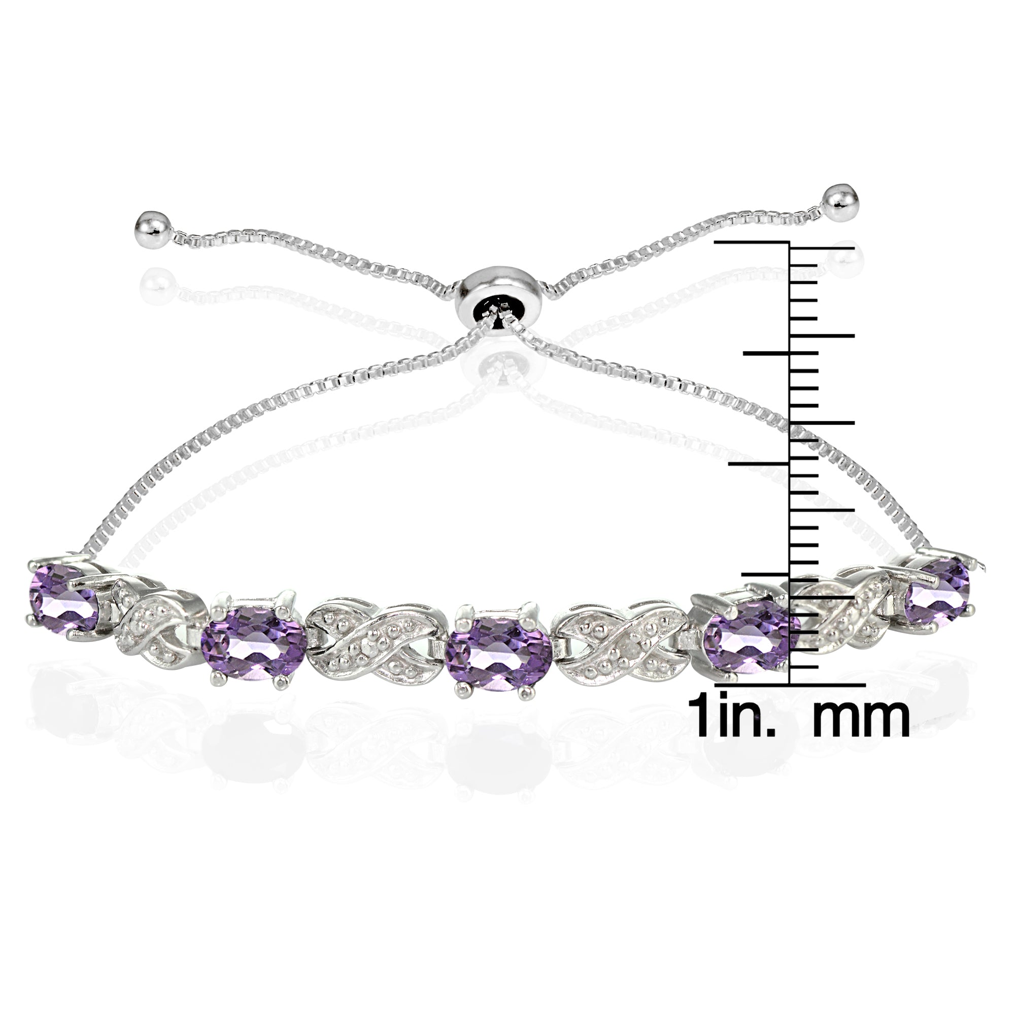 Sterling Silver Amethyst and Diamond Accent Infinity Adjustable Bracelet-3