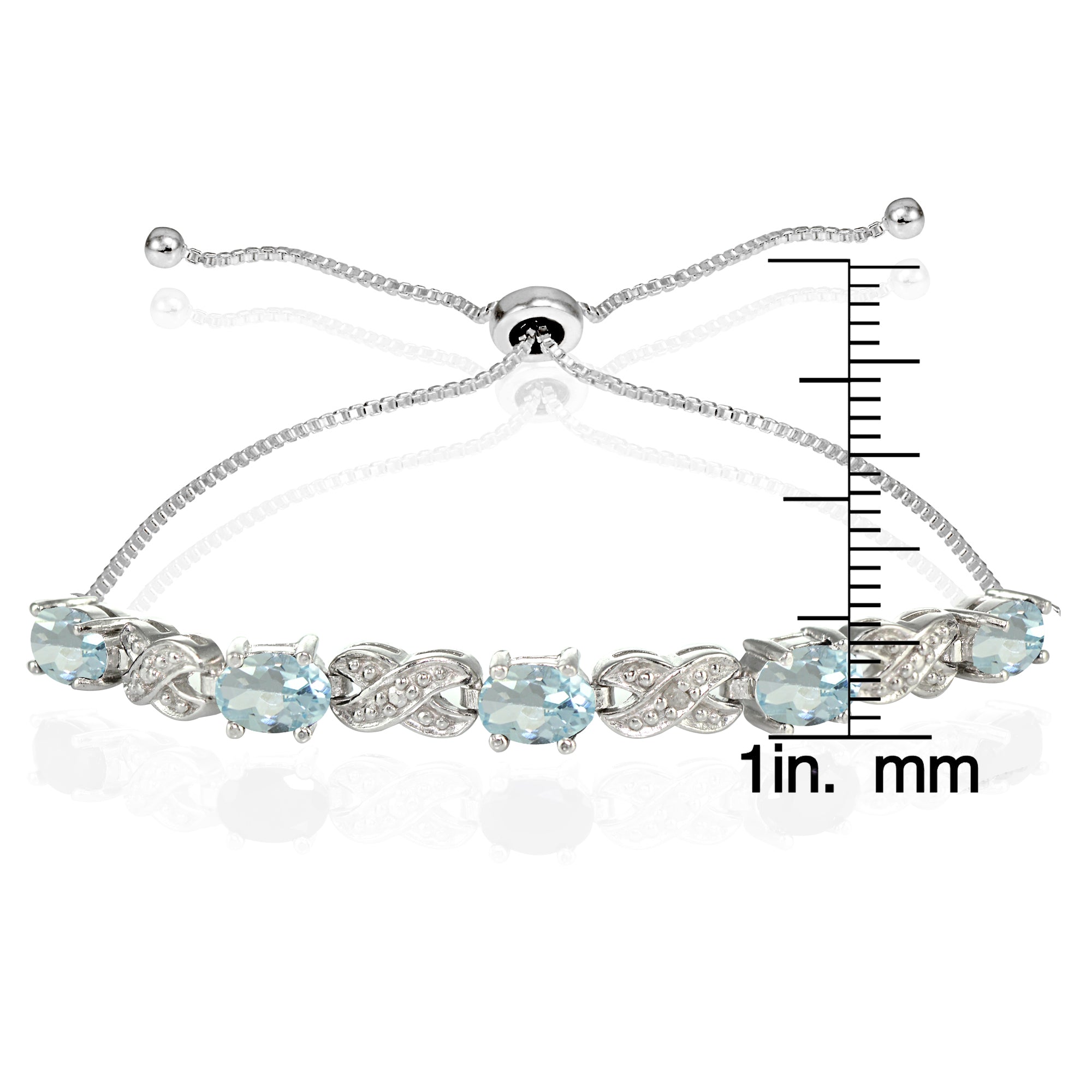Sterling Silver Blue Topaz and Diamond Accent Infinity Adjustable Bracelet-3