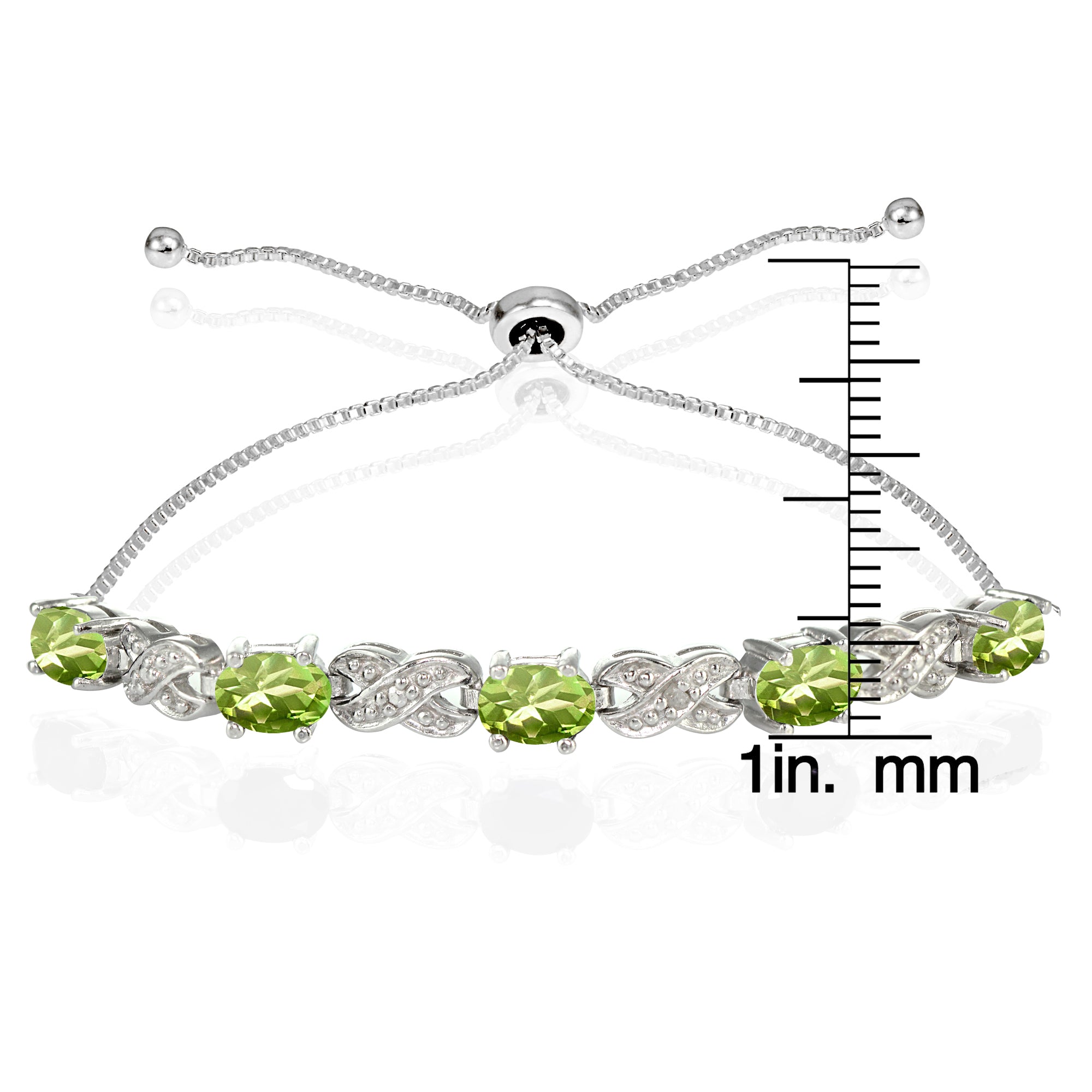 Sterling Silver Peridot and Diamond Accent Infinity Adjustable Bracelet-3