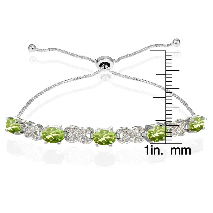 Sterling Silver Peridot and Diamond Accent Infinity Adjustable Bracelet